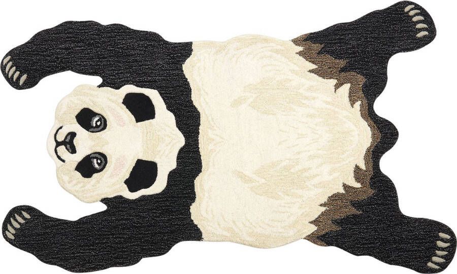Beliani JINGKING Kindervloerkleed Wit Zwart 100 x 160 cm Wol