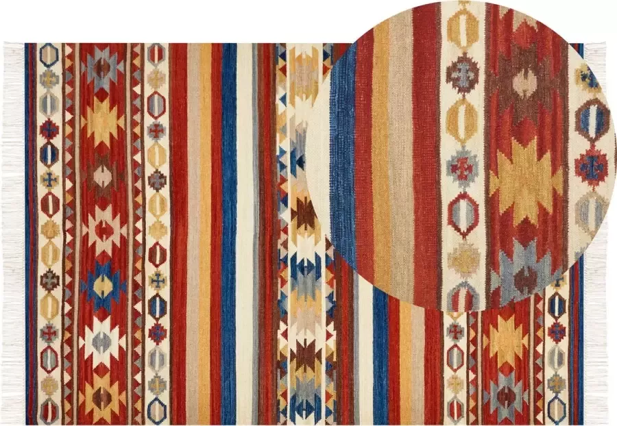 Beliani JRARAT Kelim vloerkleed Multicolor Wol