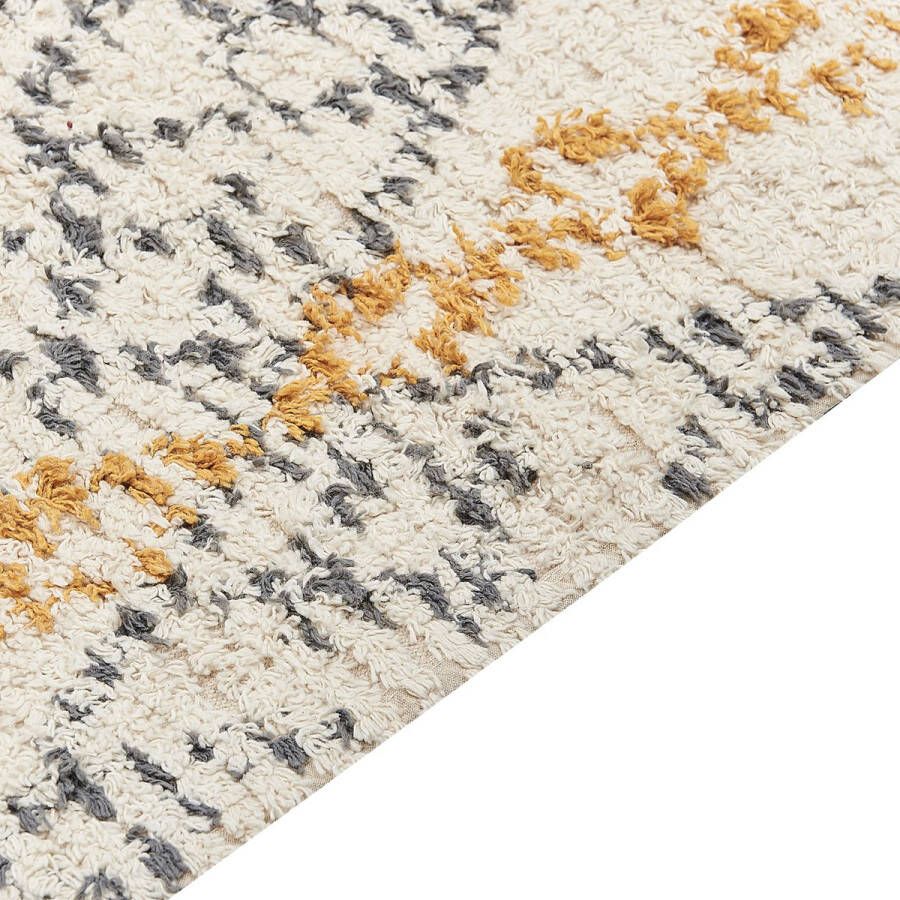 Beliani KADAPA Laagpolig vloerkleed Beige 160 x 230 cm Katoen - Foto 1