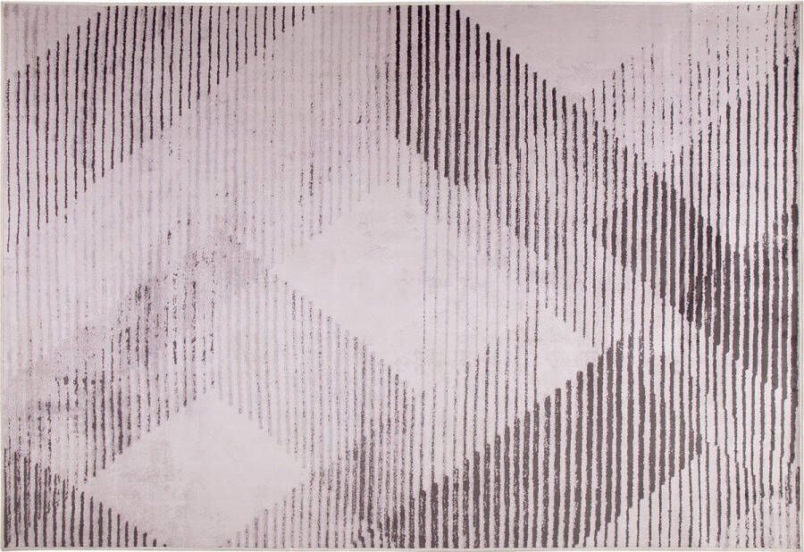 Beliani Vloerkleed polyester lichtroze zwart 160 x 230 cm KALE
