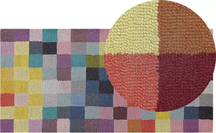 Beliani KANDIRA Laagpolig vloerkleed Multicolor 80 x 150 cm Wol - Foto 2