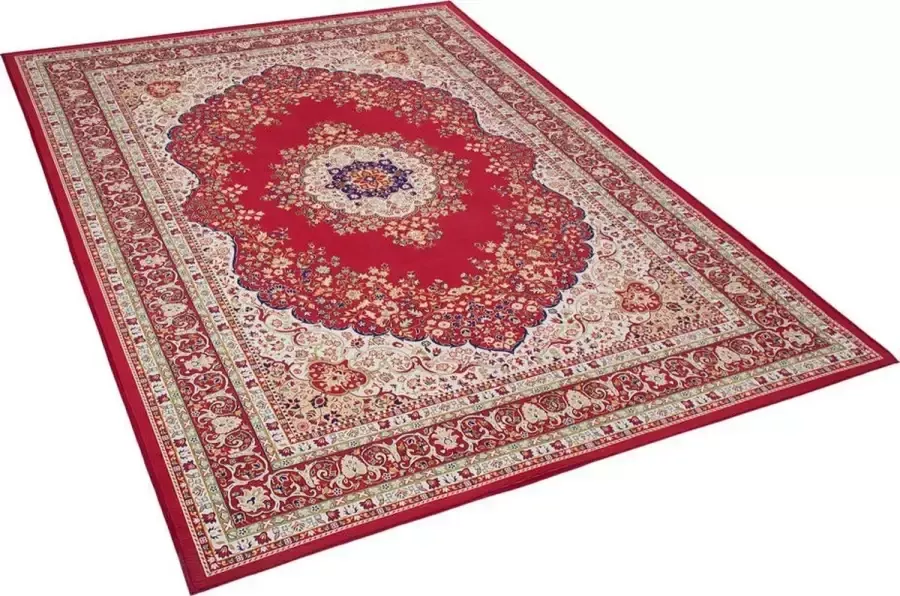 Beliani KARAMAN Laagpolig vloerkleed Rood 160 x 230 cm Polyester - Foto 2
