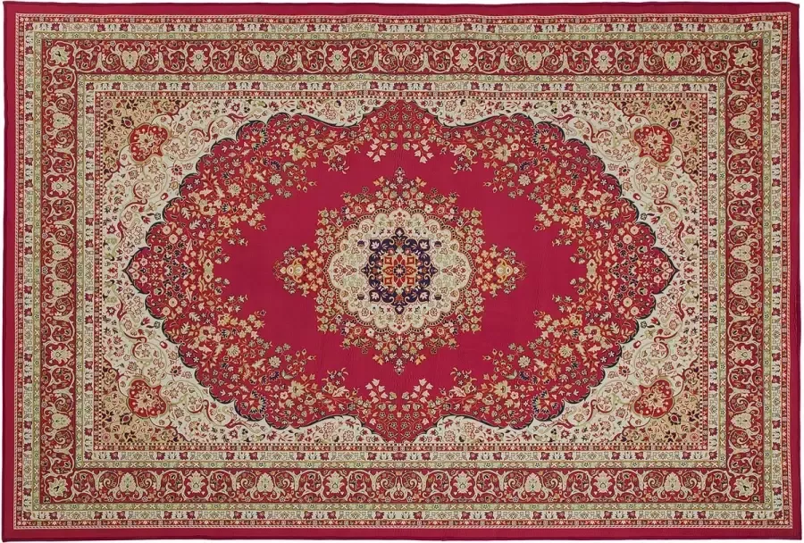 Beliani KARAMAN Laagpolig vloerkleed Rood 160 x 230 cm Polyester