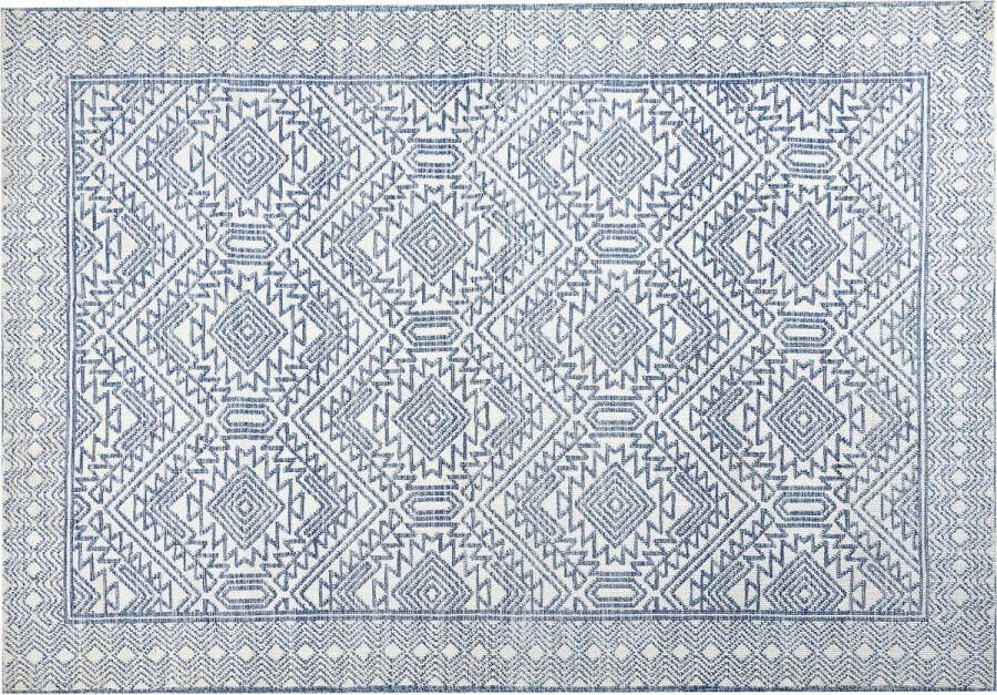 Beliani KAWAS Vloerkleed Blauw|Wit 160 x 230 cm Polyester