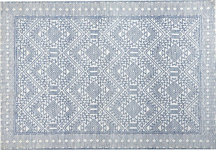 Beliani KAWAS Vloerkleed Blauw Wit 160 x 230 cm Polyester