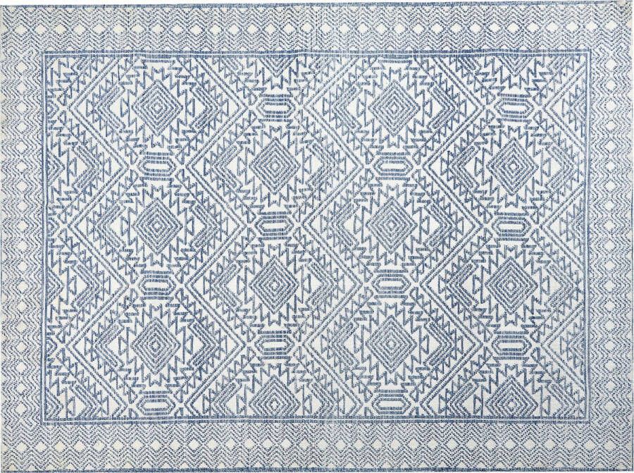 Beliani KAWAS Vloerkleed Blauw|Wit 300 x 400 cm Polyester