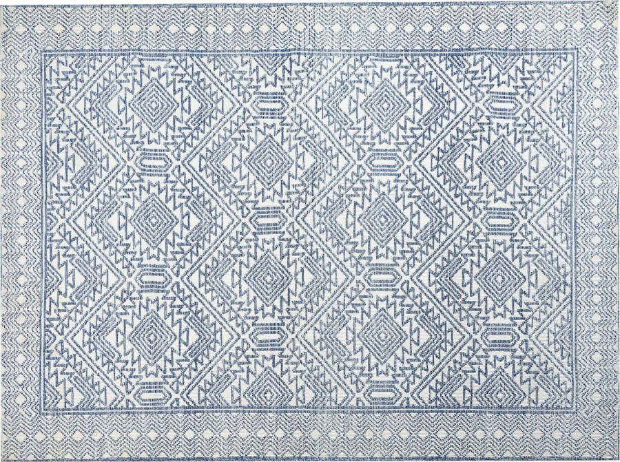 Beliani KAWAS Vloerkleed Blauw Wit 300 x 400 cm Polyester