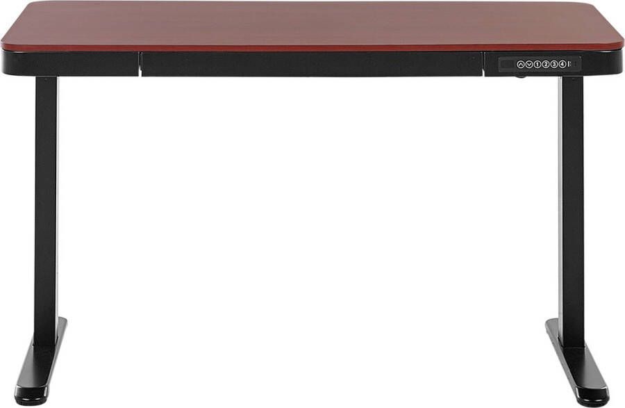 Beliani KENLY Verstelbaar bureau Donkere houtkleur 120 cm Vezelplaat - Foto 2