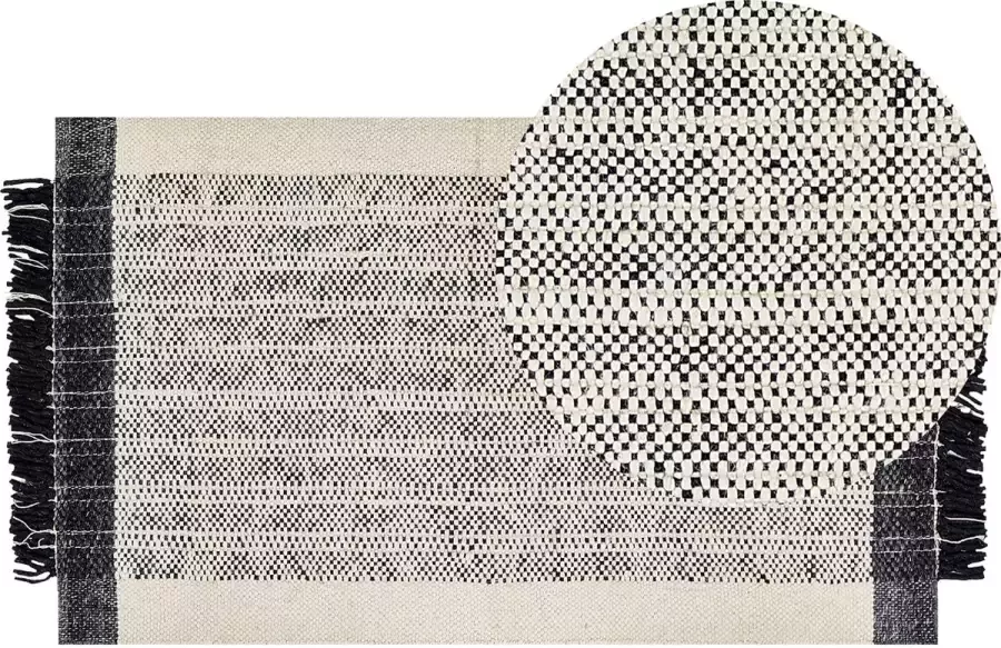 Beliani KETENLI Modern vloerkleed Gebroken wit 80 x 150 cm Wol
