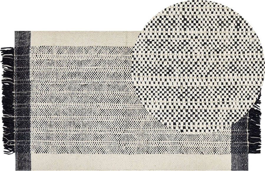 Beliani KETENLI Modern vloerkleed Zwart Wit 80 x 150 cm Wol