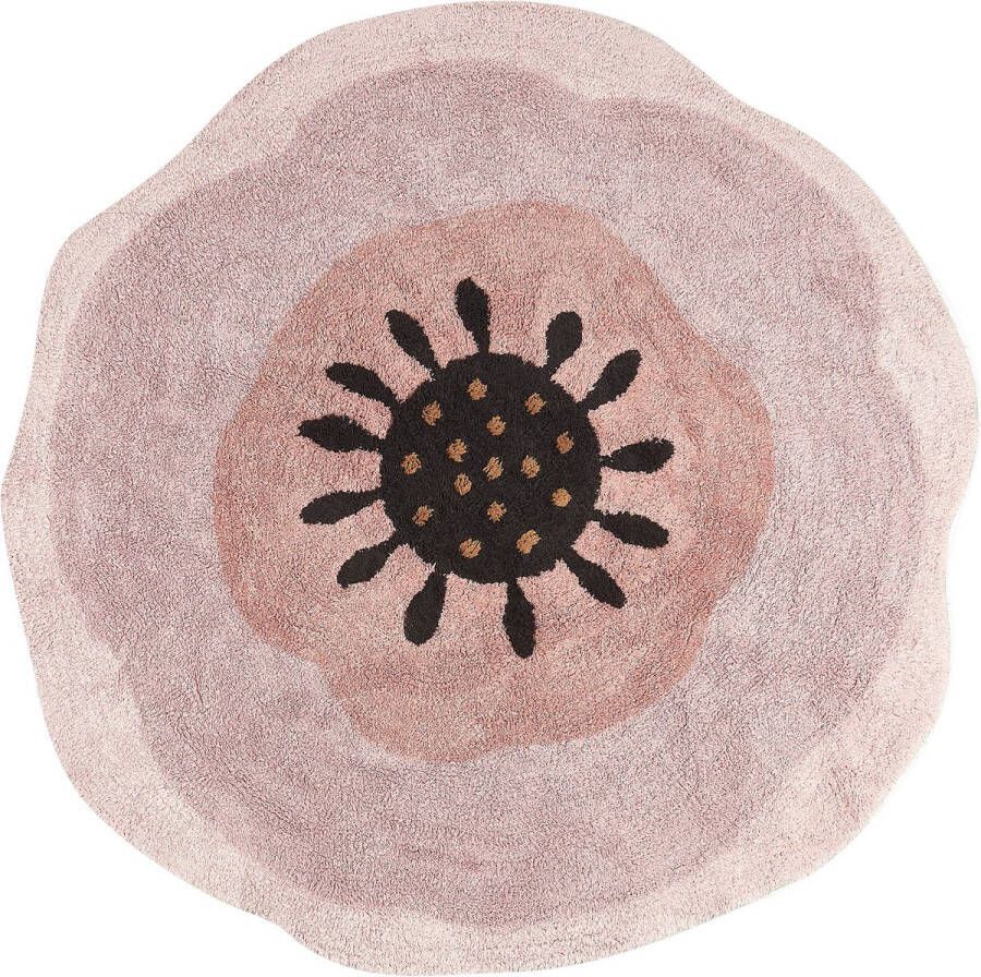 Beliani -KHARAT-Laagpolig vloerkleed-Pastelroze- 140 cm-Katoen