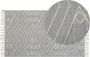 Beliani KHENIFRA Laagpolig vloerkleed Grijs 80 x 150 cm Katoen - Thumbnail 2