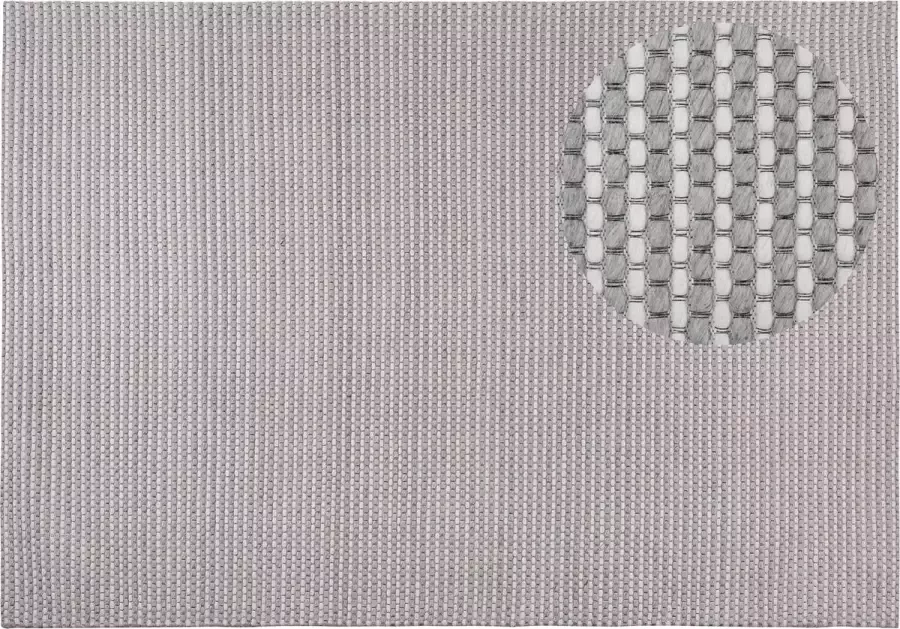 Beliani KILIS Laagpolig vloerkleed Lichtgrijs 160 x 230 cm Wol - Foto 2