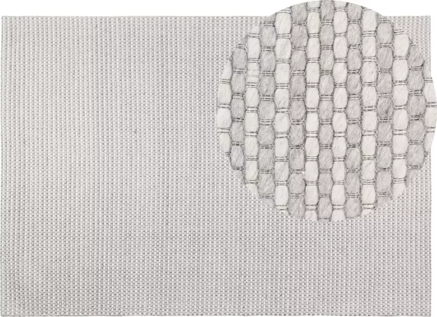 Beliani KILIS Laagpolig vloerkleed Lichtgrijs 160 x 230 cm Wol
