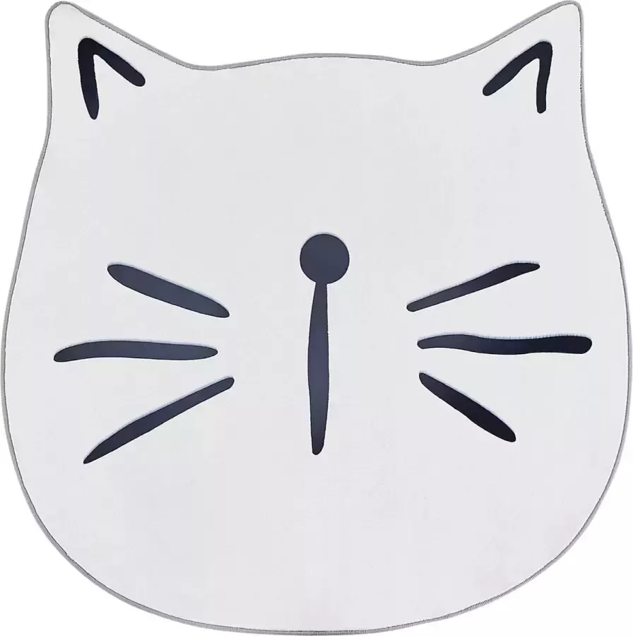 Beliani Vloerkleed kat polyester wit ⌀ 100 cm KITTY