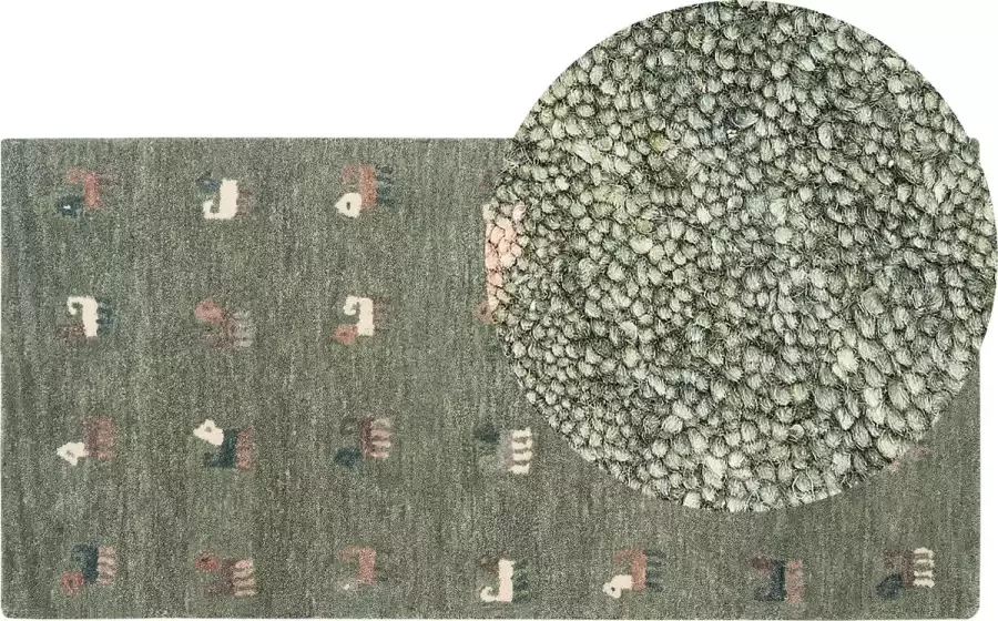 Beliani KIZARLI Modern vloerkleed Groen 80 x 150 cm Wol