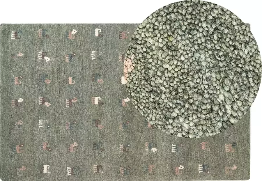 Beliani KIZARLI Modern vloerkleed Groen 140 x 200 cm Wol