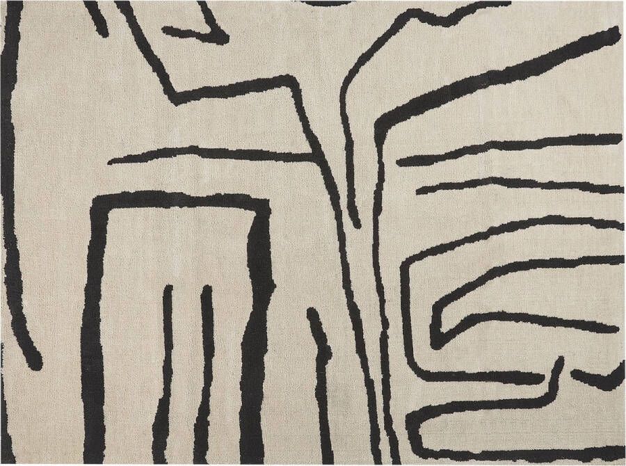Beliani KOLPUR Vloerkleed Beige Zwart 300 x 400 cm Polyester - Foto 1