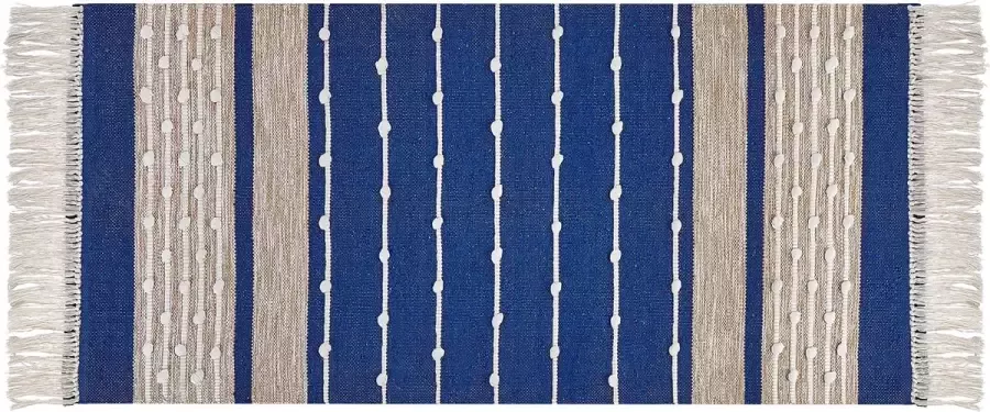 Beliani KONDHALI Modern vloerkleed Marineblauw 80 x 150 cm Katoen - Foto 3