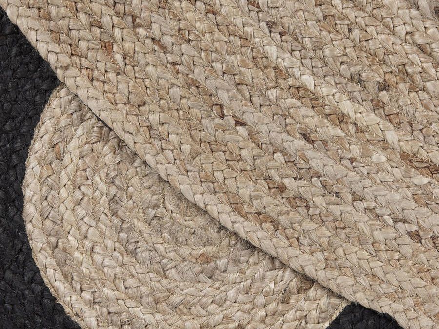 Beliani Vloerkleed jute beige zwart ⌀ 140 cm KULLAR