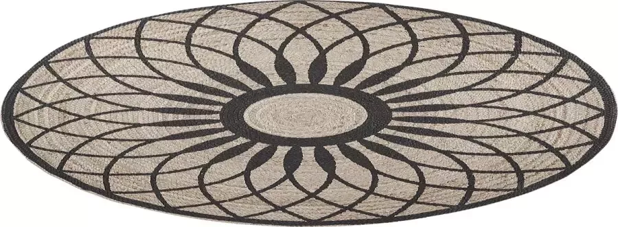 Beliani Vloerkleed jute beige zwart ⌀ 140 cm KULLAR - Foto 2