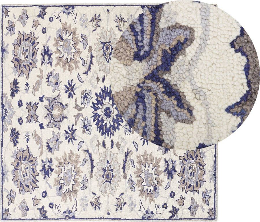 Beliani Vloerkleed vintage beige blauw 200 x 200 cm KUMRU - Foto 2