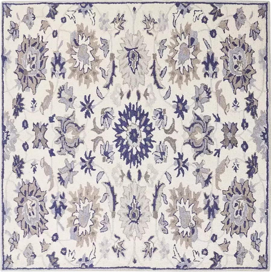 Beliani Vloerkleed vintage beige blauw 200 x 200 cm KUMRU - Foto 3