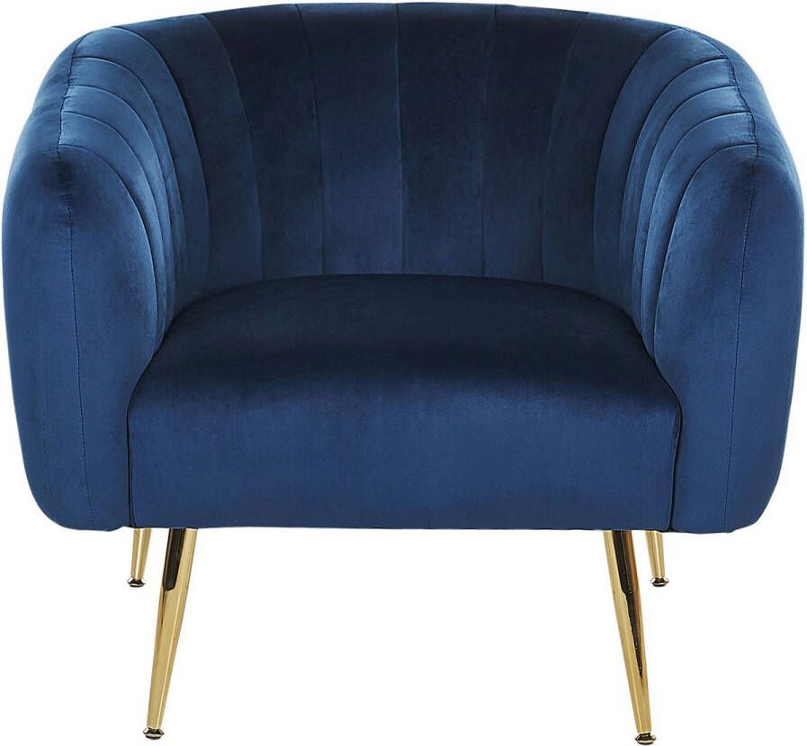Beliani LACONIA Fauteuil Donkerblauw Fluweel