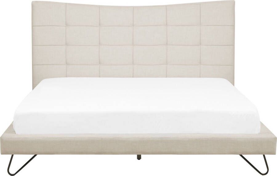 Beliani LANNION Tweepersoonsbed Lichtbeige 160 x 200 cm Polyester