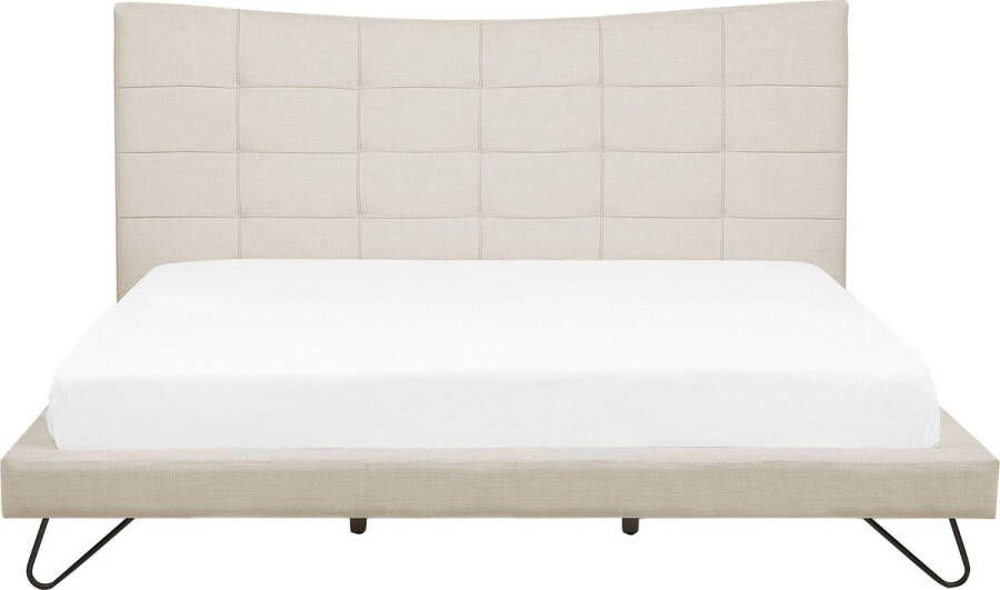 Beliani LANNION Tweepersoonsbed Lichtbeige 180 x 200 cm Polyester