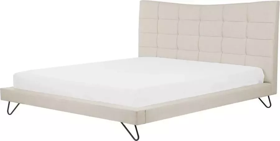 Beliani LANNION Tweepersoonsbed Lichtbeige 180 x 200 cm Polyester - Foto 2