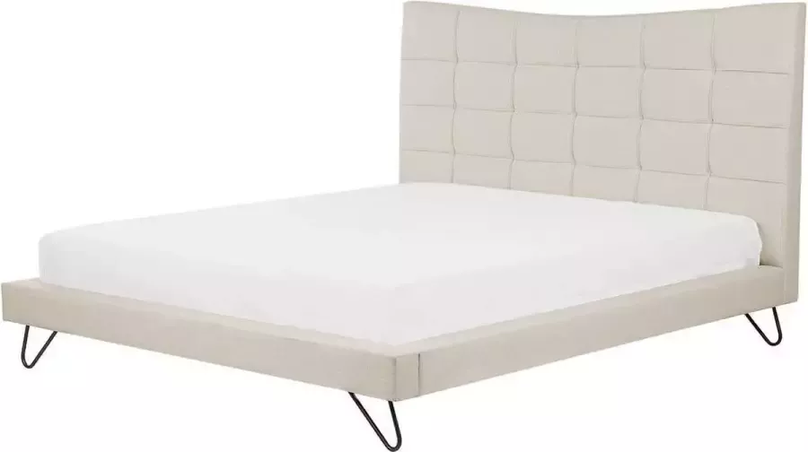 Beliani LANNION Tweepersoonsbed Lichtbeige 160 x 200 cm Polyester - Foto 2
