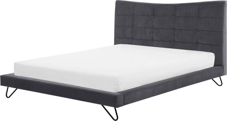 Beliani LANNION Tweepersoonsbed Donkergrijs 160 x 200 cm Fluweel - Foto 2