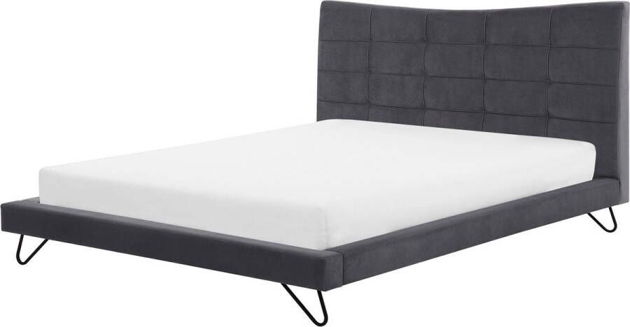 Beliani LANNION Tweepersoonsbed Donkergrijs 180 x 200 cm Fluweel - Foto 2