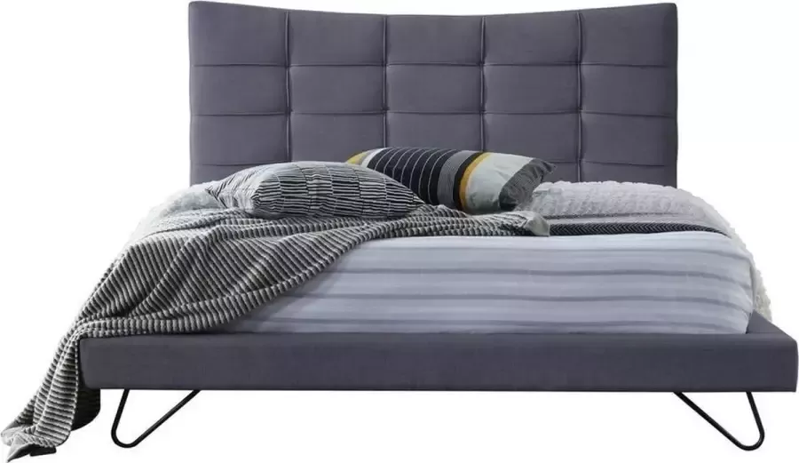 Beliani LANNION Tweepersoonsbed Donkergrijs 180 x 200 cm Fluweel - Foto 3