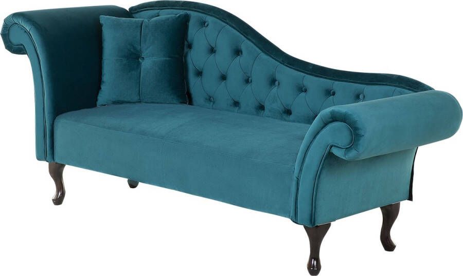 Beliani LATTES Chaise longue Blauw Linkerzijde Fluweel