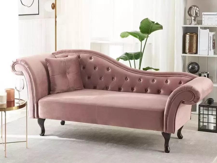 Beliani LATTES Chaise longue Roze Linkerzijde Fluweel - Foto 2