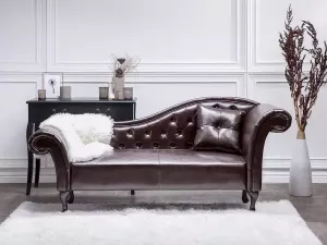 Beliani LATTES Chaise longue (rechtszijdig) bruin