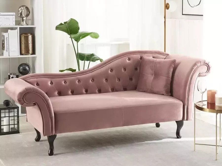 Beliani LATTES Chaise Lounge (R) Roze Fluweel