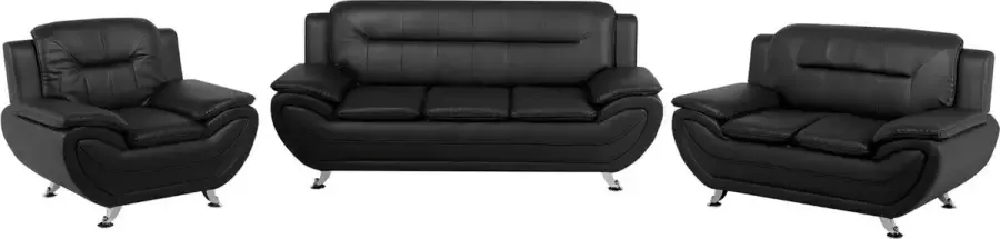Beliani LEIRA Living Room Set Zwart Kunstleer - Foto 2