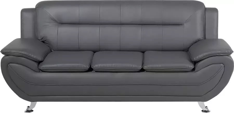 Beliani LEIRA Three Seater Sofa Grijs Kunstleer - Foto 2