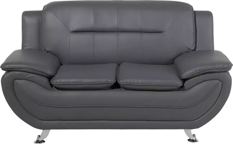 Beliani LEIRA Two Seater Sofa Grijs Kunstleer - Foto 2
