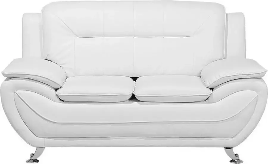 Beliani LEIRA Two Seater Sofa Wit Kunstleer - Foto 2