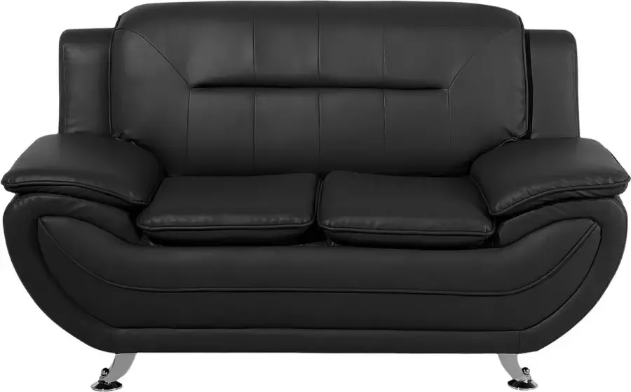 Beliani LEIRA Two Seater Sofa Zwart Kunstleer - Foto 2