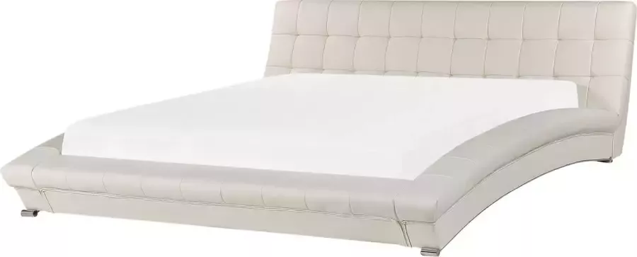 Beliani LILLE Tweepersoonsbed Wit 180 x 200 cm Leer