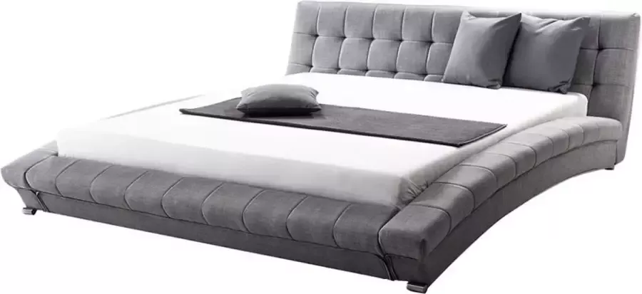 Beliani LILLE Tweepersoonsbed Grijs 180 x 200 cm Polyester - Foto 2