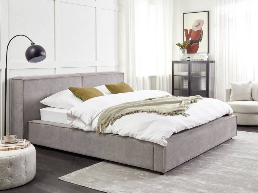 Beliani LINARDS Bed Grijs 160 x 200 cm Polyester - Foto 2