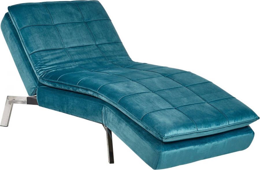 Beliani LOIRET Chaise longue Blauw Groen Fluweel