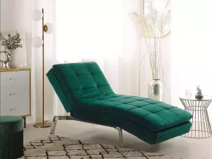 Beliani LOIRET Chaise longue groen Fluweel