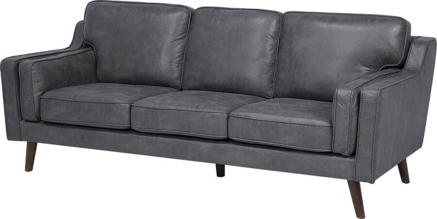 Beliani LOKKA Three Seater Sofa Grijs Kunstleer - Foto 1